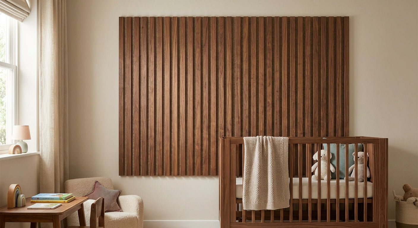 Panneau acoustique noyer pour chambre d'enfant