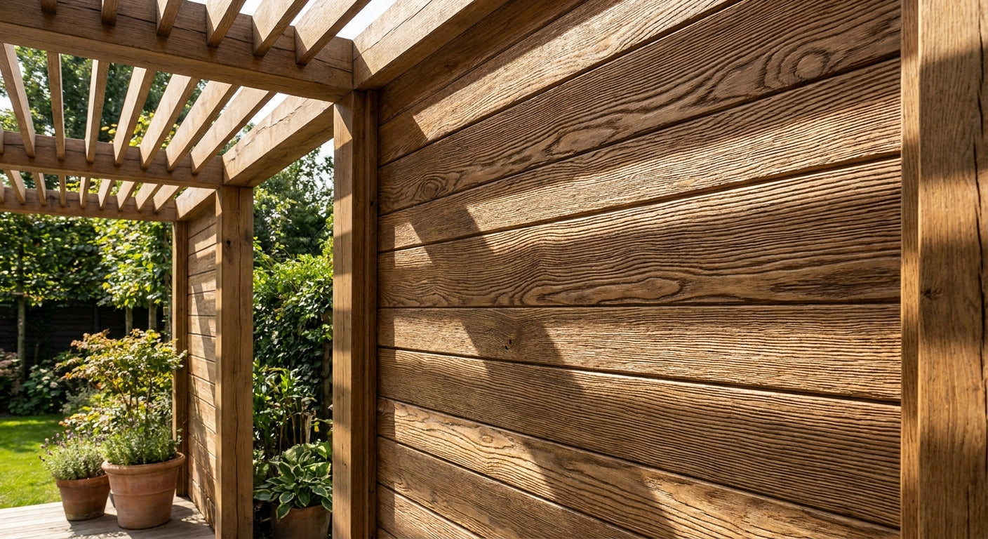 Panneau bois extérieur chêne texture 3D pour pergola