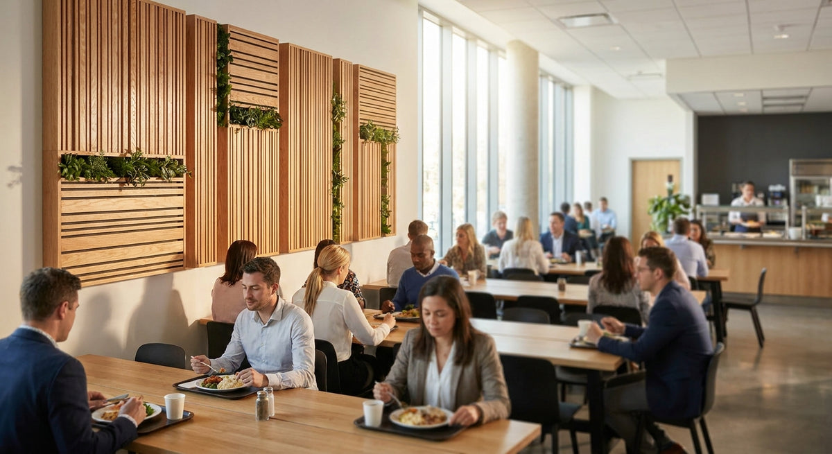 Panneau acoustique bois pour cantine d'entreprise