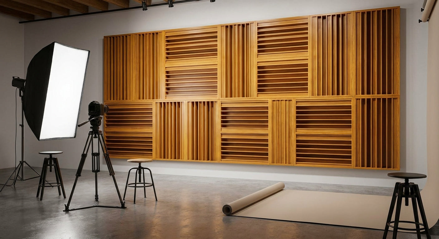Panneau acoustique bois pour studio de photographie