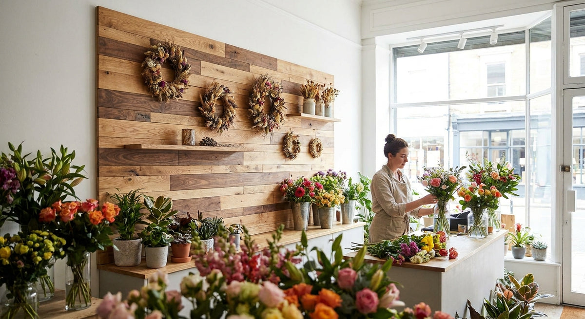 Meilleur panneau mural bois pour boutique de fleuriste