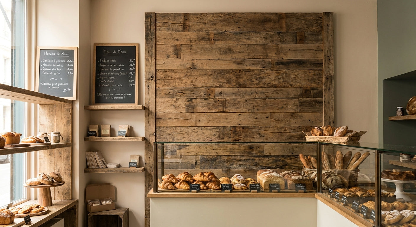 Panneau mural bois pour boulangerie et pâtisserie