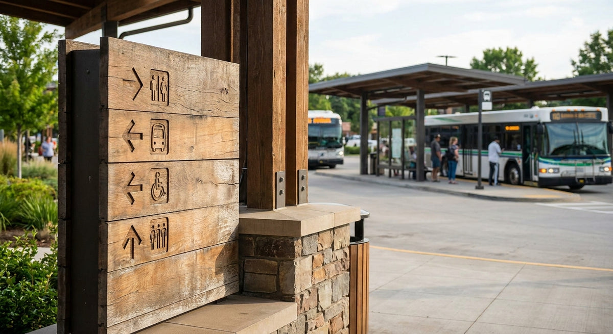Panneau bois extérieur pour gare routière
