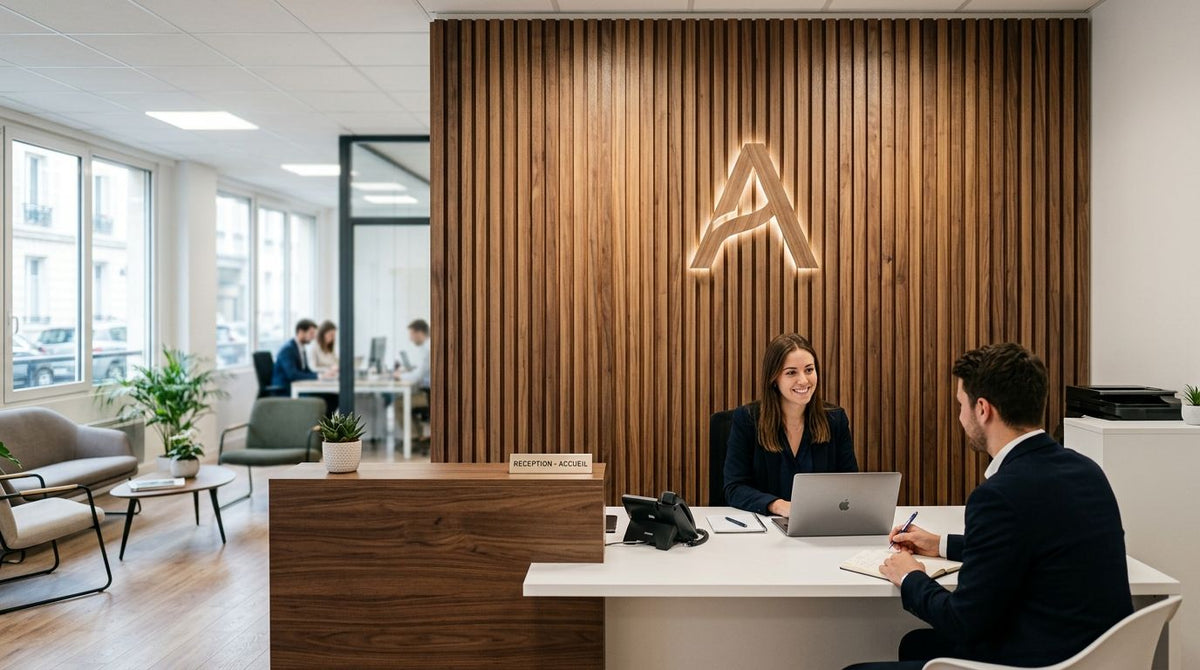 Panneau mural bois pour agence d'intérim