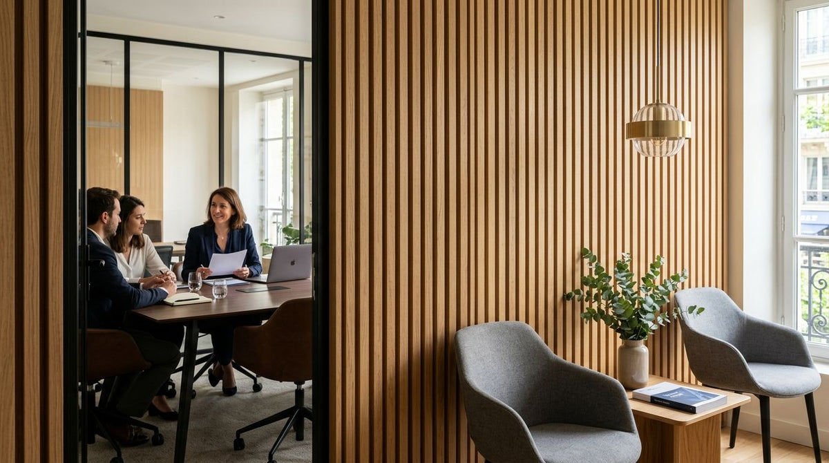 Panneau mural bois pour cabinet d'expert-comptable