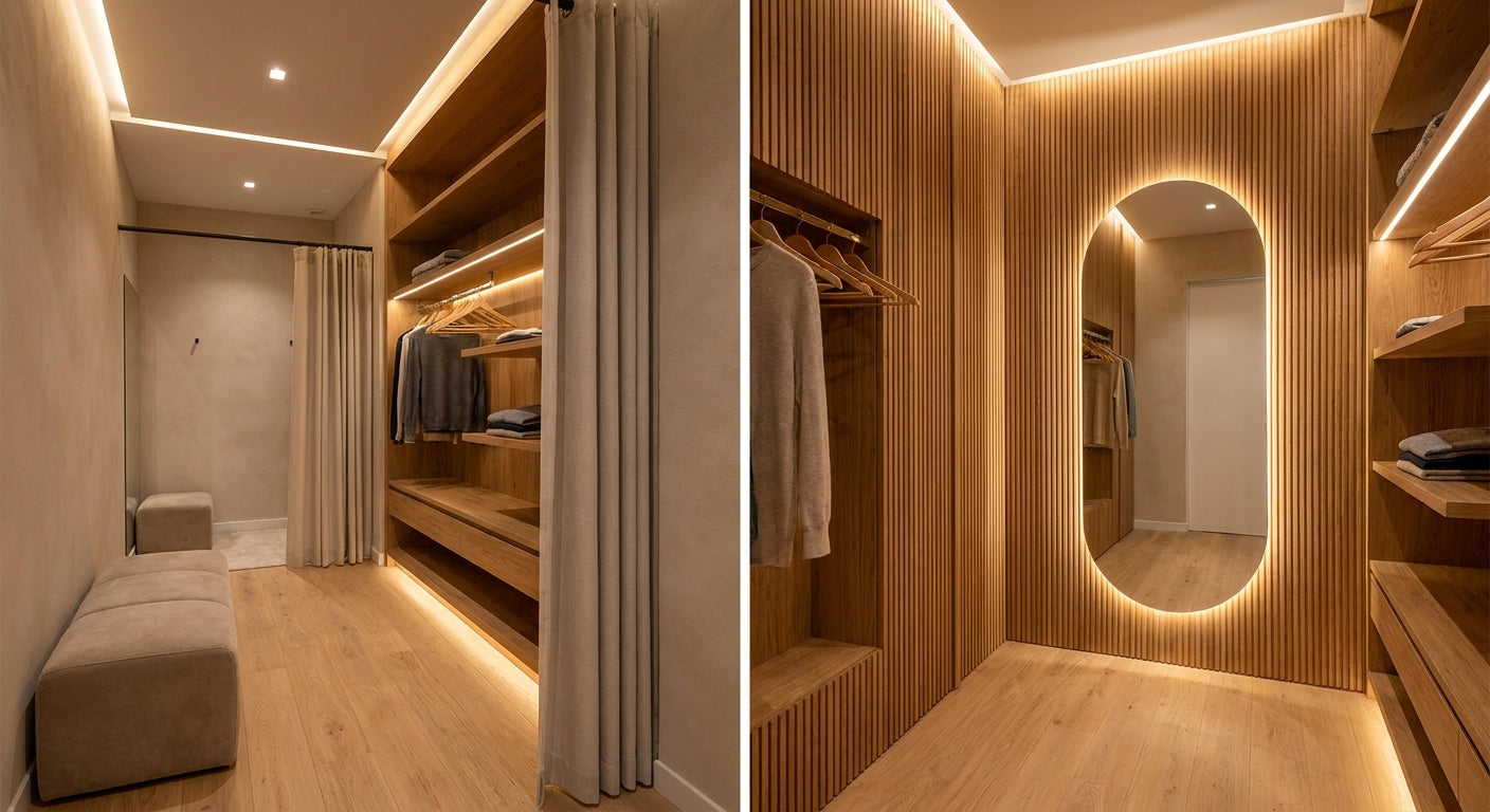 Panneau mural bois pour dressing et cabine d'essayage