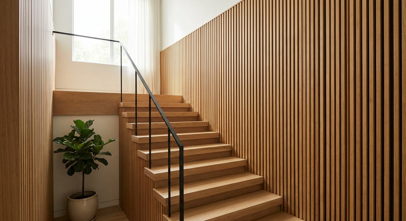 Panneau acoustique bois pour cage d'escalier