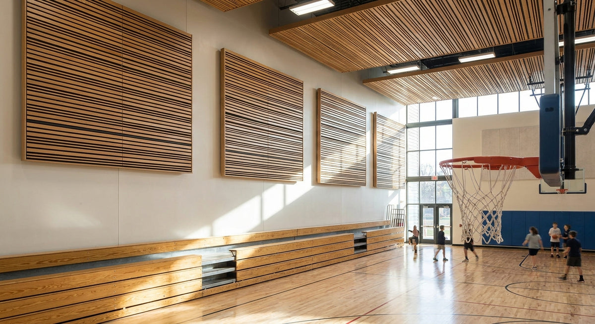 Panneau acoustique bois pour gymnase scolaire