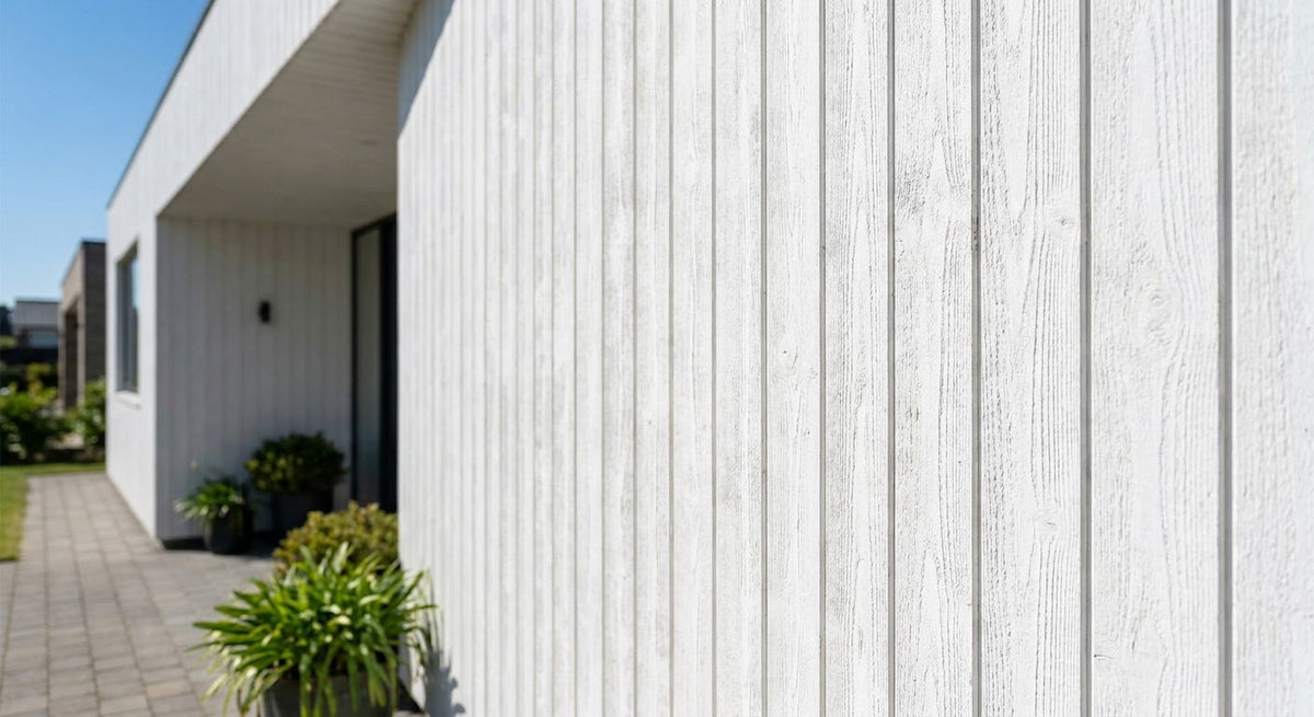 Panneau bois extérieur blanc pour façade contemporaine