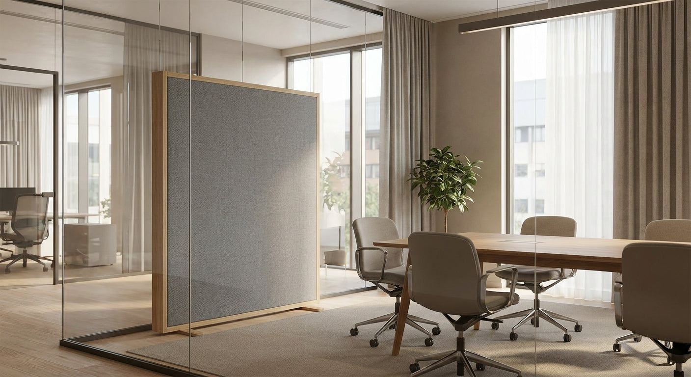 Panneau acoustique pour salle de réunion vitrée