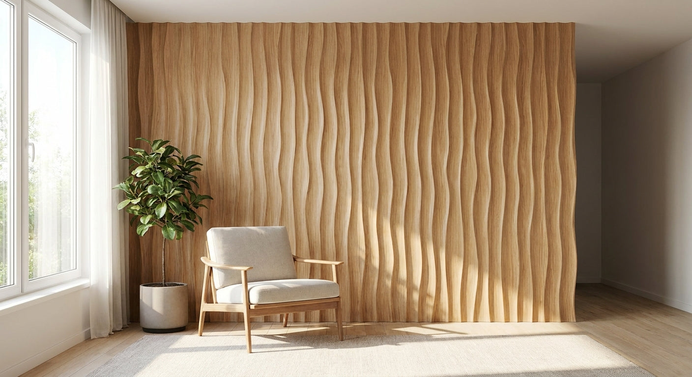 Panneau bois ondulé pour mur d'accent