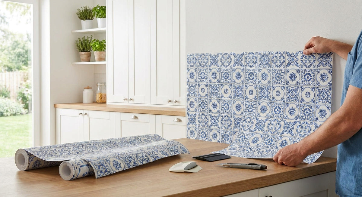 Crédence adhésive imitation carrelage pour rénovation cuisine