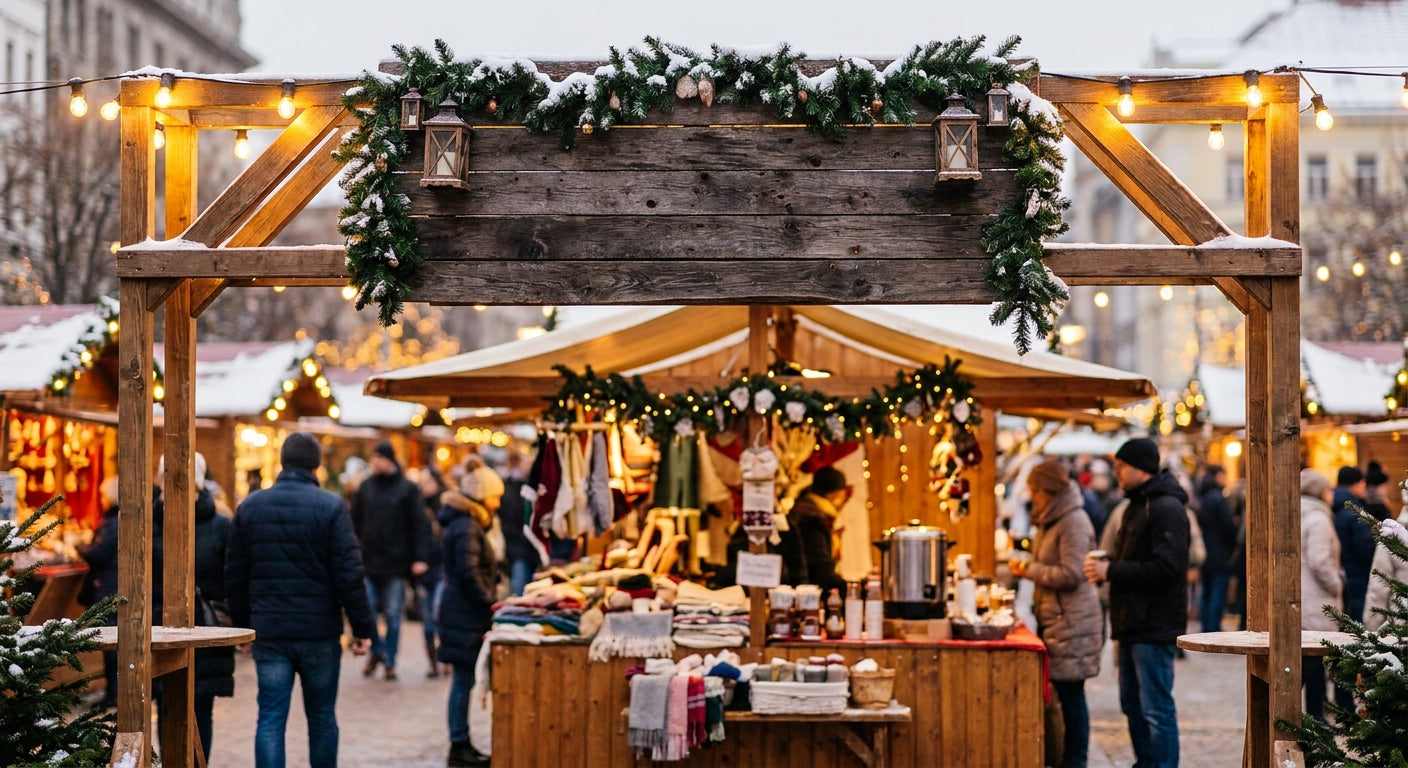 Panneau bois extérieur pour marché de Noël et stand éphémère