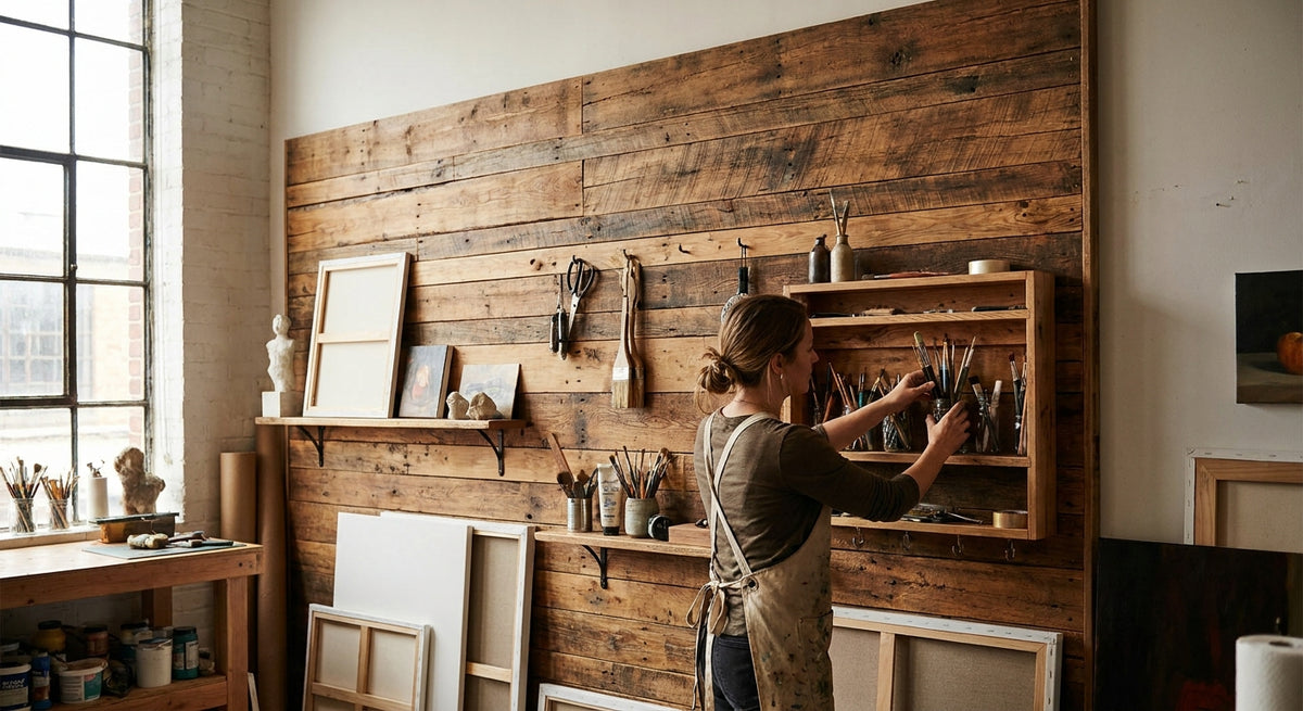 Panneau mural bois pour atelier d'artiste et de création