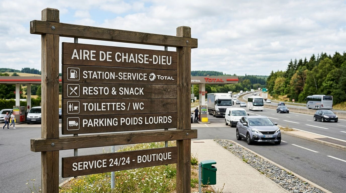 Panneau bois extérieur pour aire d'autoroute et station-service