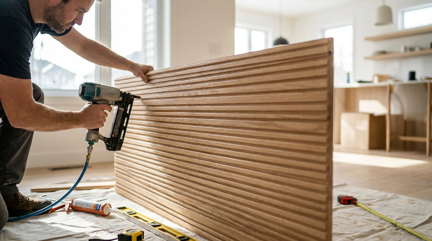 Comment poser un panneau bois cannelé au mur