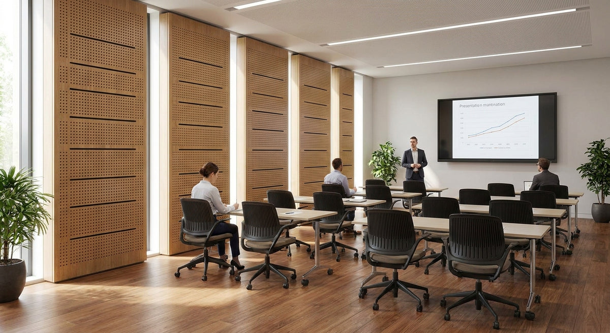 Panneau acoustique bois pour salle de formation professionnelle