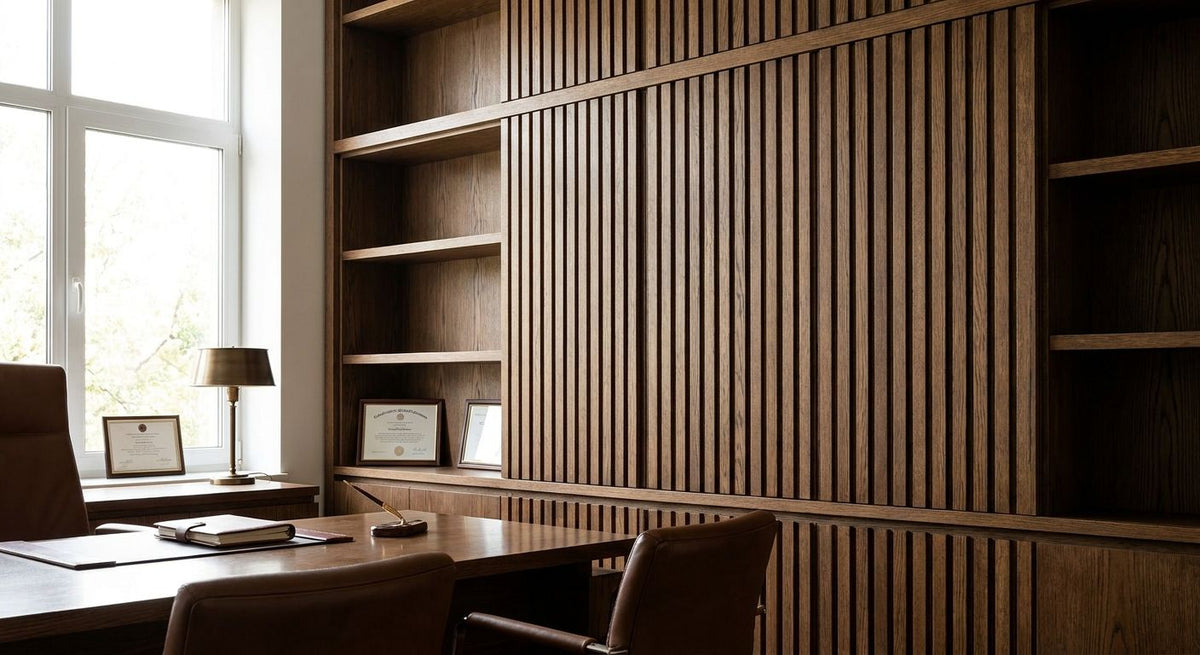 Panneau mural bois pour cabinet de notaire
