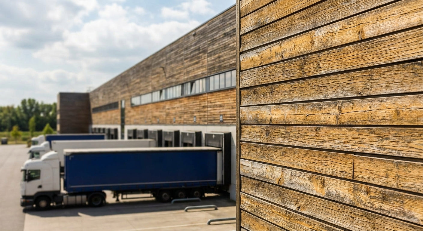 Panneau bois extérieur pour entrepôt logistique