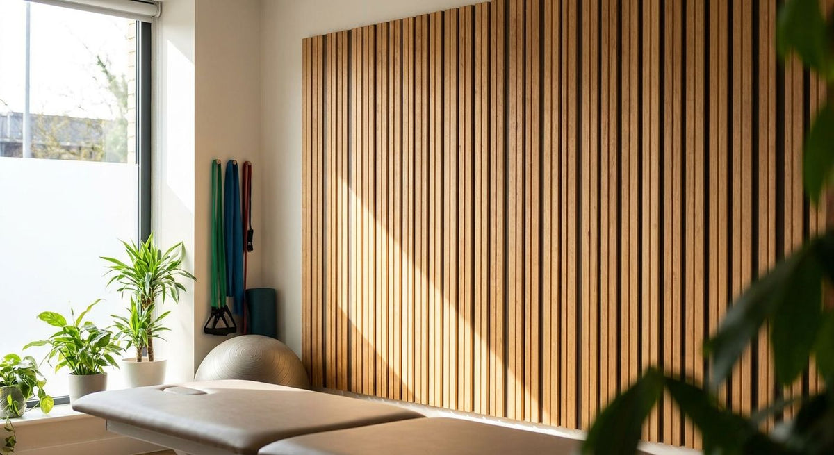 Panneau acoustique bois pour cabinet de kinésithérapie