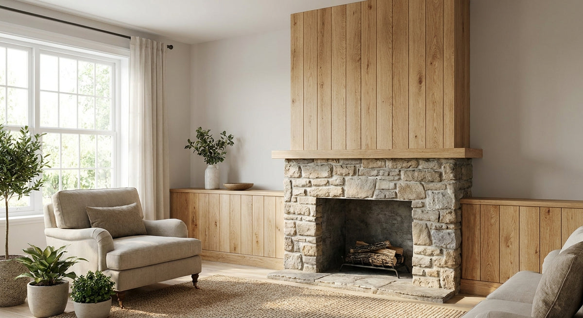 Comment habiller une cheminée avec des panneaux bois
