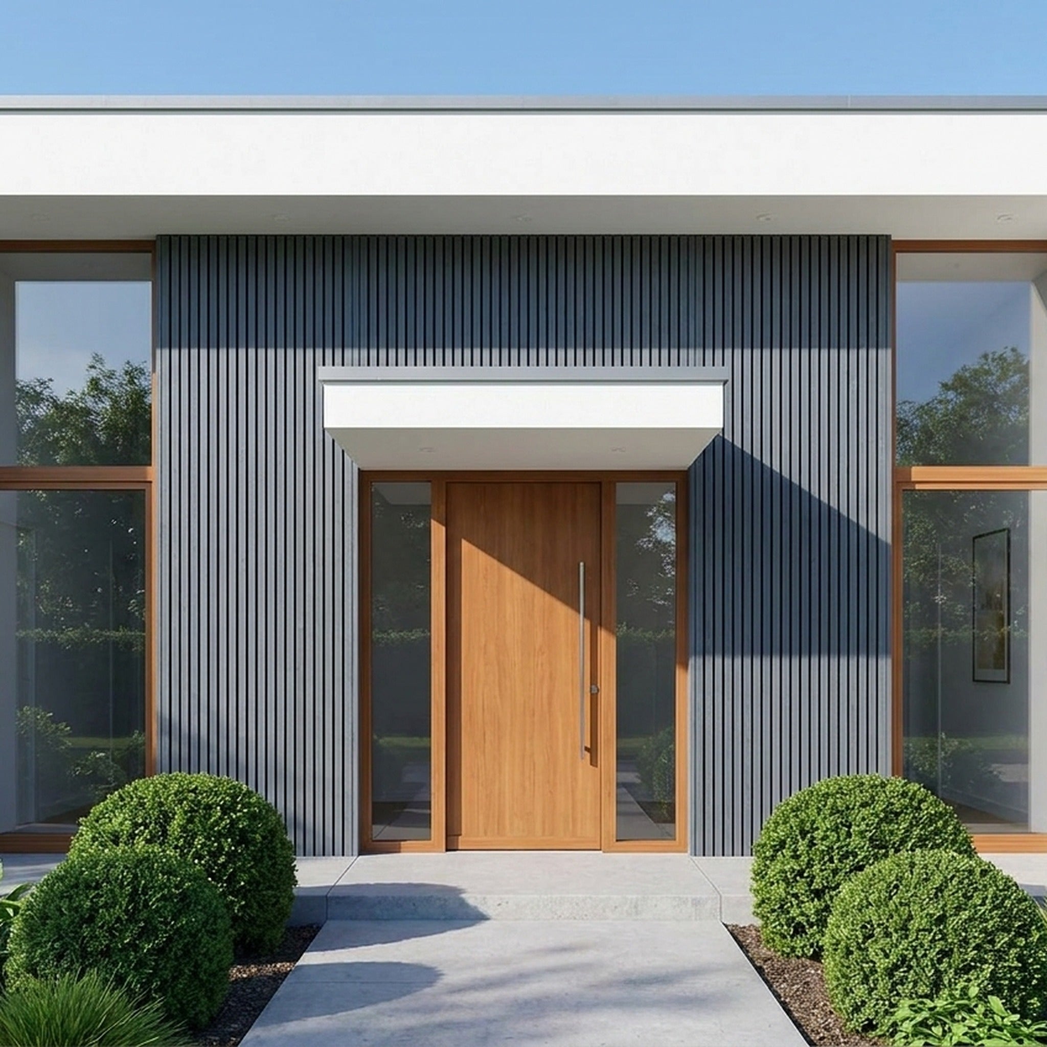 Panneau Bois Extérieur Gris Pierre 290CM | Façade | Jardin | Texture 3D