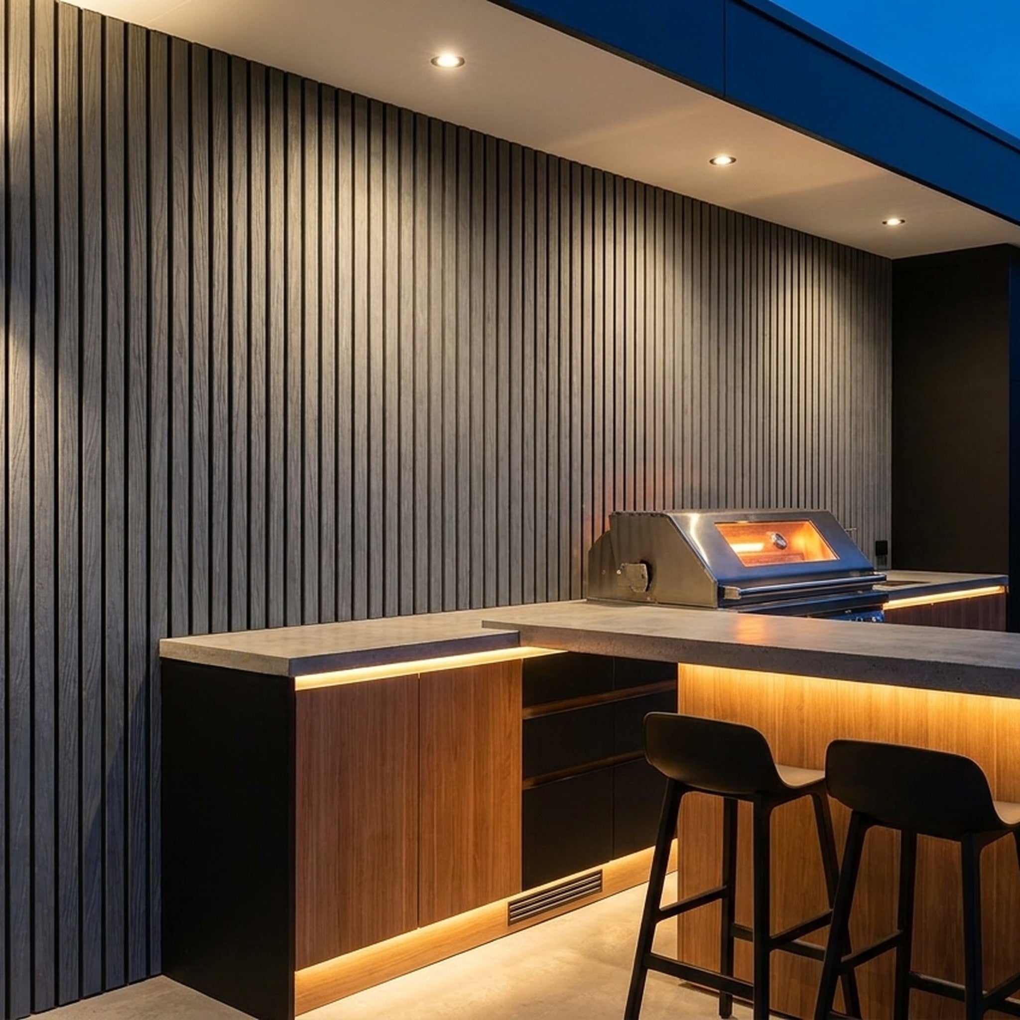Panneau Bois Extérieur Gris Pierre 290CM | Façade | Jardin | Texture 3D