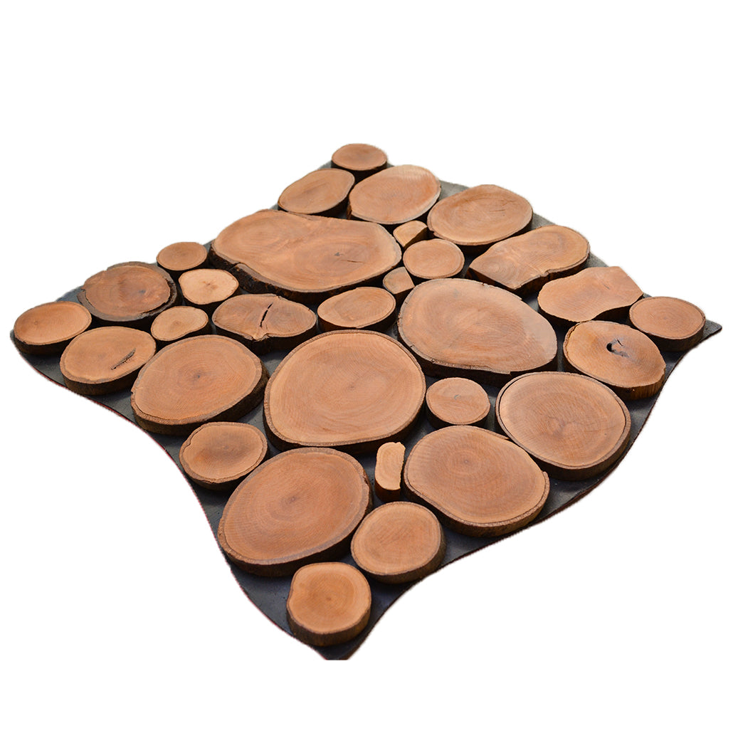 Panneau Mosaïque en Bois | Litchi | 30×30 cm | Carrelage en Bois