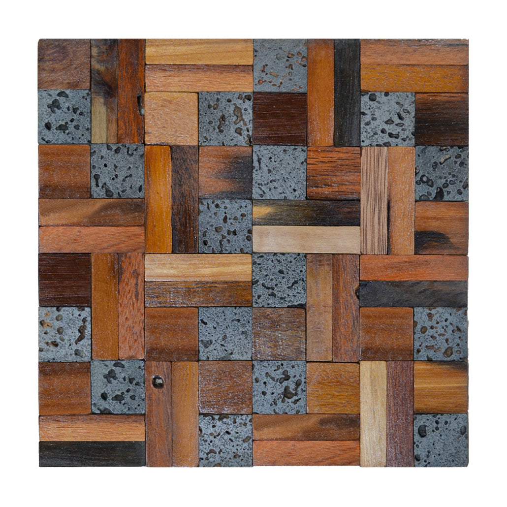 Panneau Mosaïque en Bois | Lava Mix | 30×30 cm | Carrelage en Bois