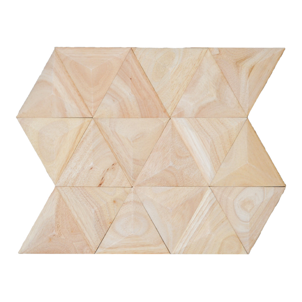 Panneau Mosaïque en Bois | Hévéa XL | 30×35 cm | Carrelage en Bois