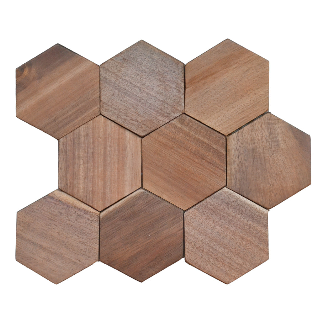 Panneau Mosaïque en Bois | Noyer Tropical | 26×30 cm | Carrelage en Bois