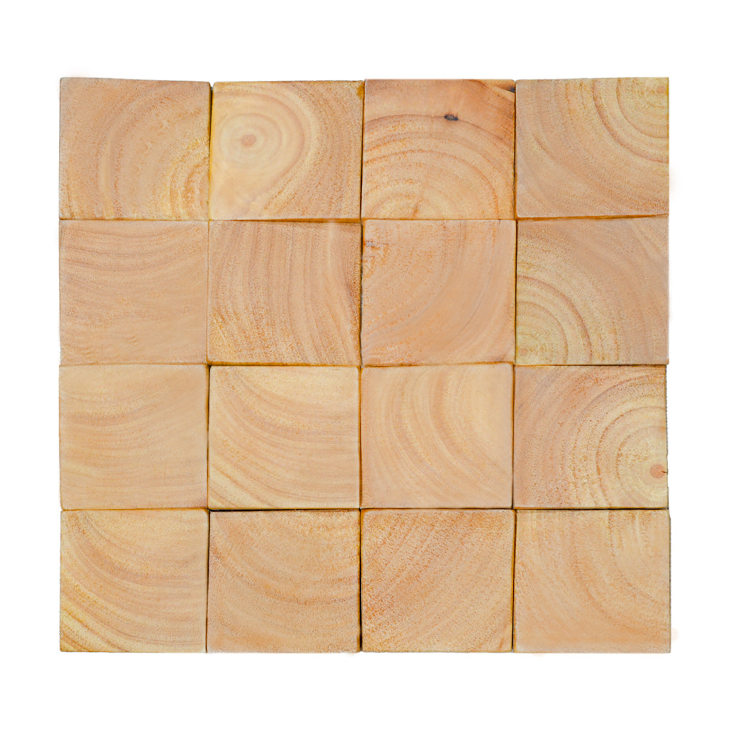Panneau Mosaïque en Bois | Hévéa | 30×30 cm | Carrelage en Bois