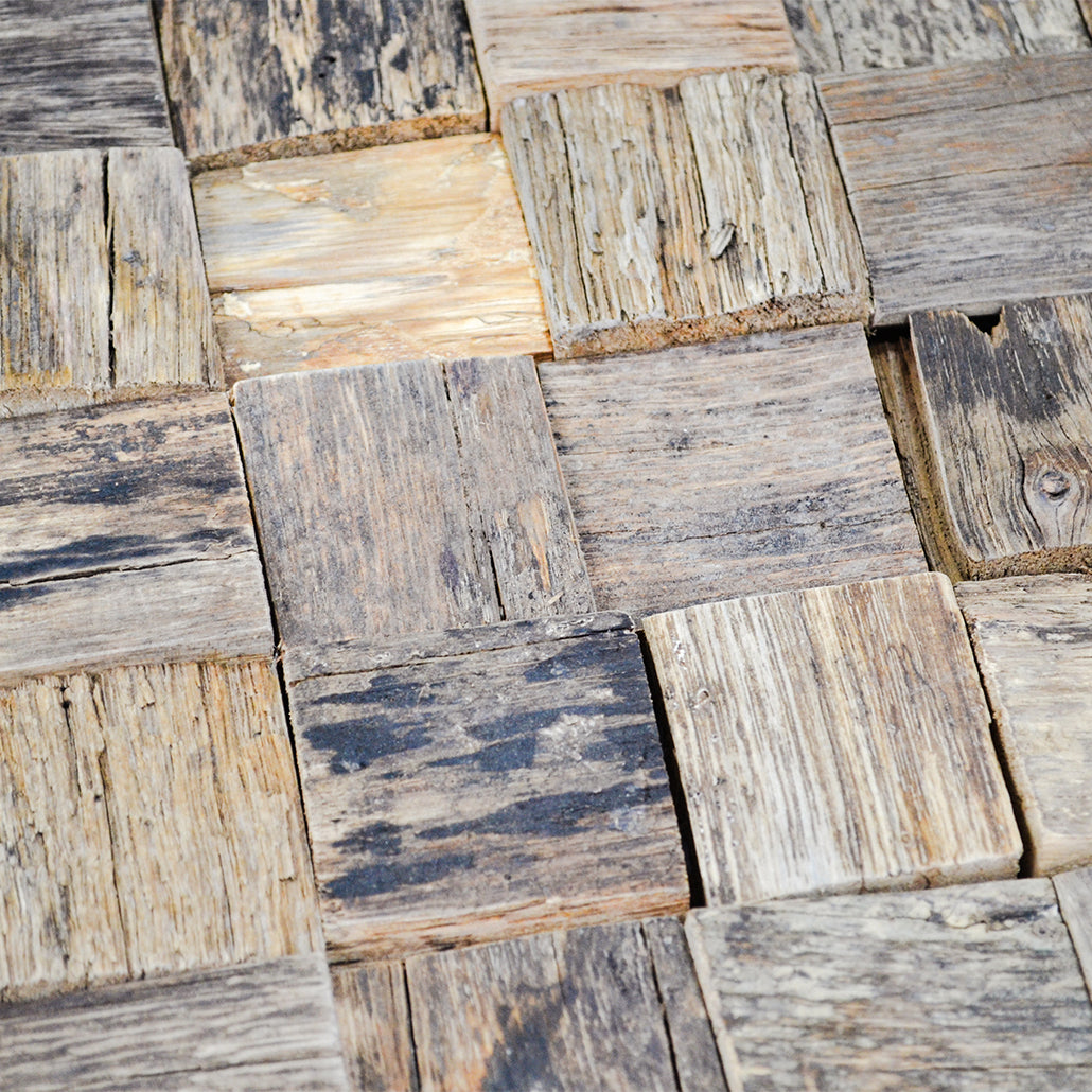 Panneau Mosaïque en Bois | Marine Shipwood | 30×30 cm | Carrelage en Bois