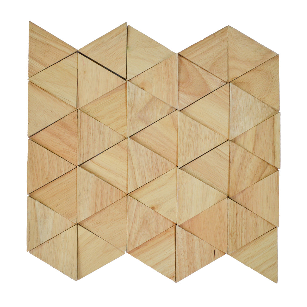 Panneau Mosaïque en Bois | Hévéa Compact | 28×30 cm | Carrelage en Bois