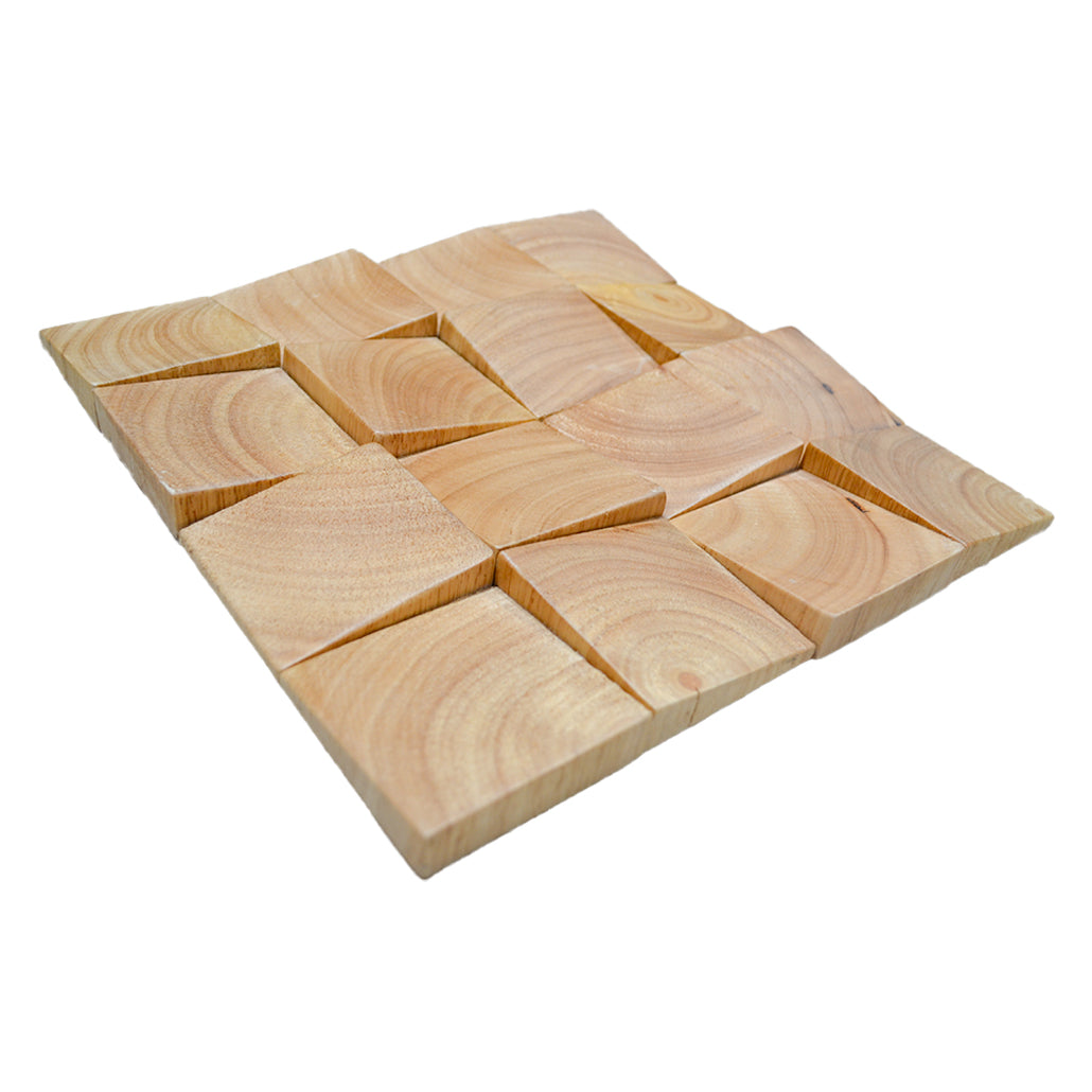 Panneau Mosaïque en Bois | Hévéa | 30×30 cm | Carrelage en Bois