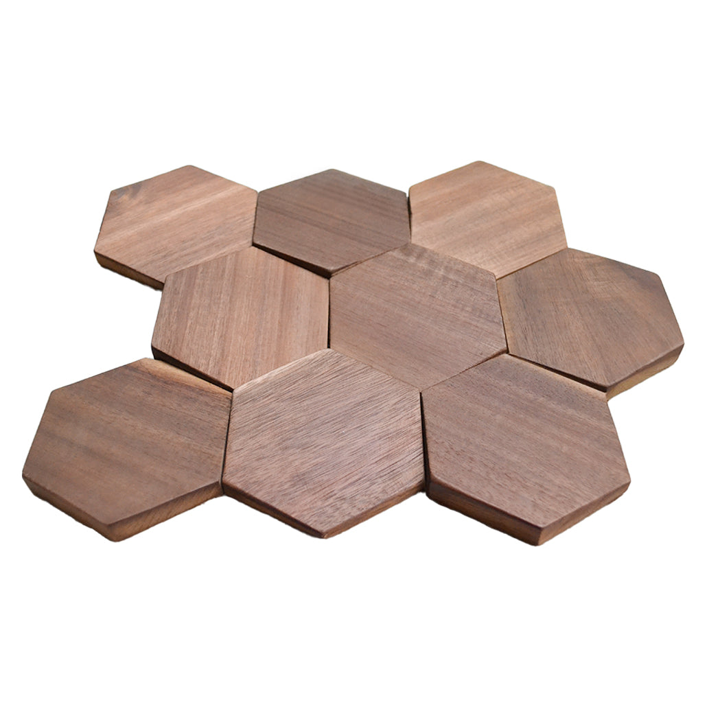 Panneau Mosaïque en Bois | Noyer Tropical | 26×30 cm | Carrelage en Bois