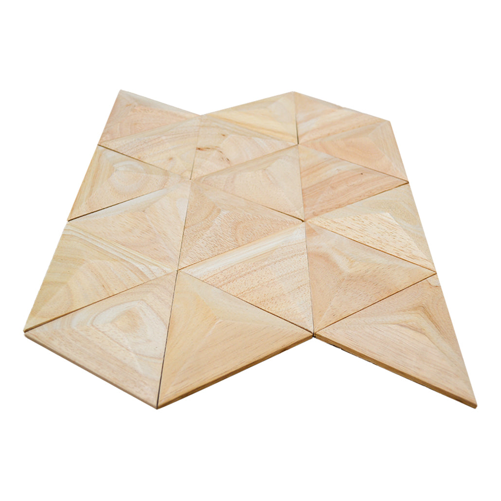 Panneau Mosaïque en Bois | Hévéa XL | 30×35 cm | Carrelage en Bois