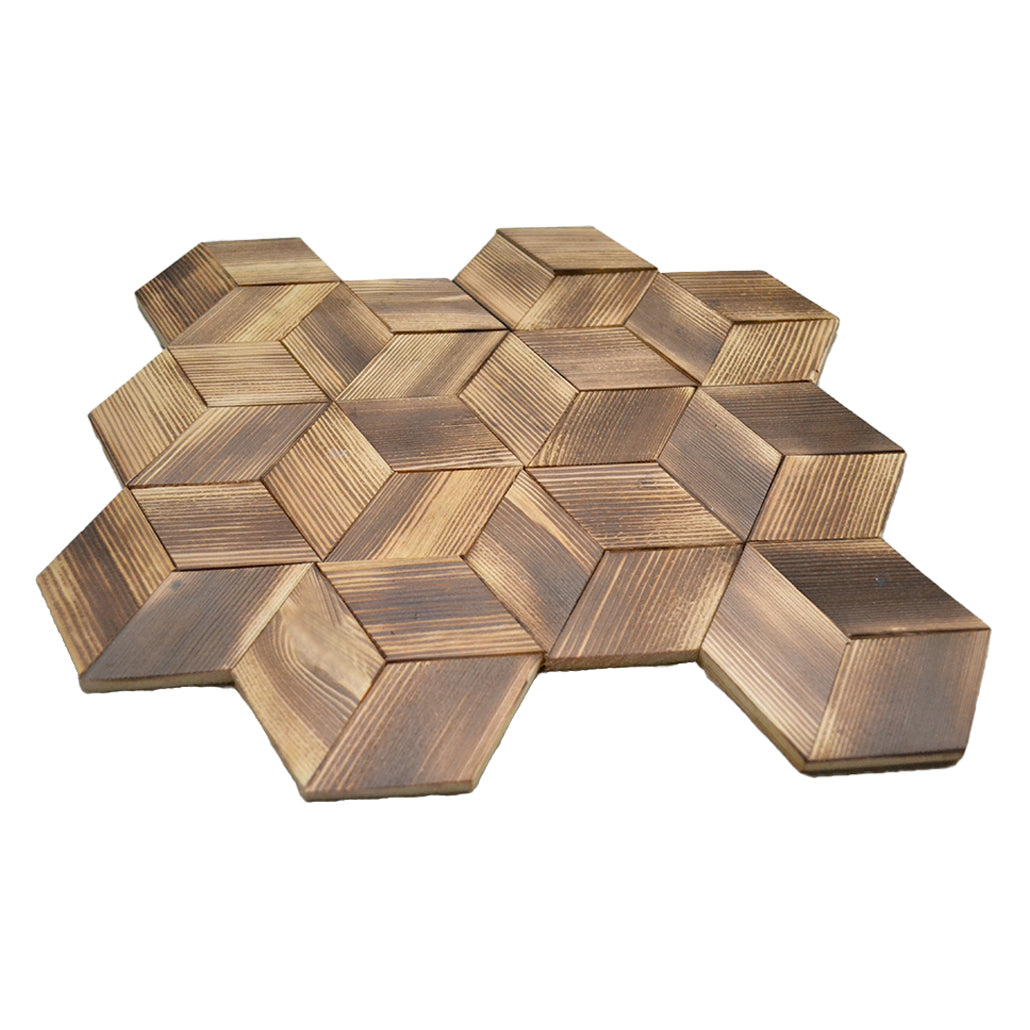 Panneau Mosaïque en Bois | Pin Frais | 30×35 cm | Carrelage en Bois