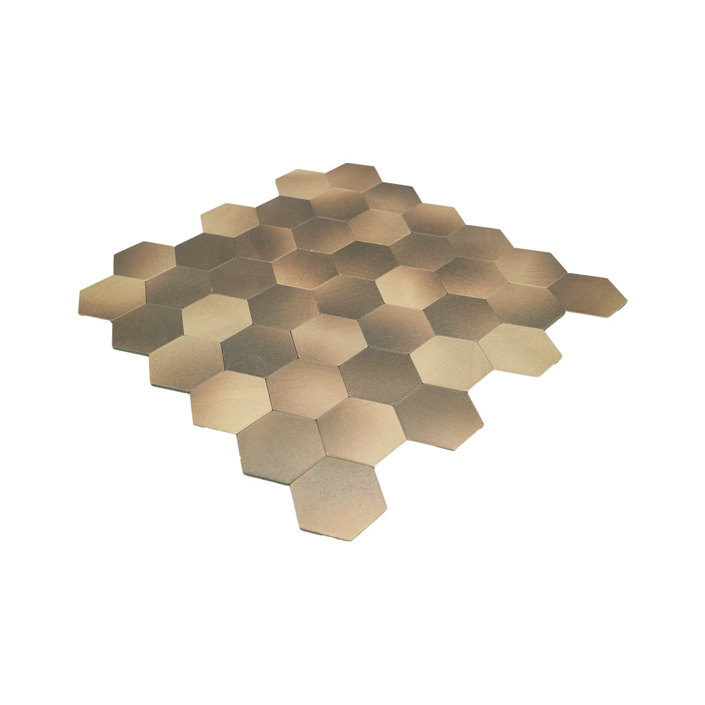 Panneau Mosaïque Autocollant | Hexagone Or | 28,8×29,2 cm | Métal