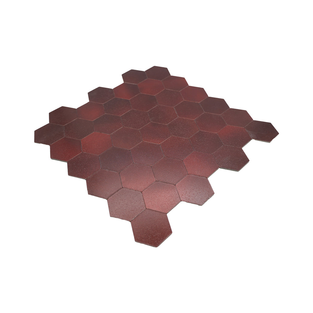 Panneau Mosaïque Autocollant | Hexagone Bordeaux | 28,8×29,2 cm | Métal