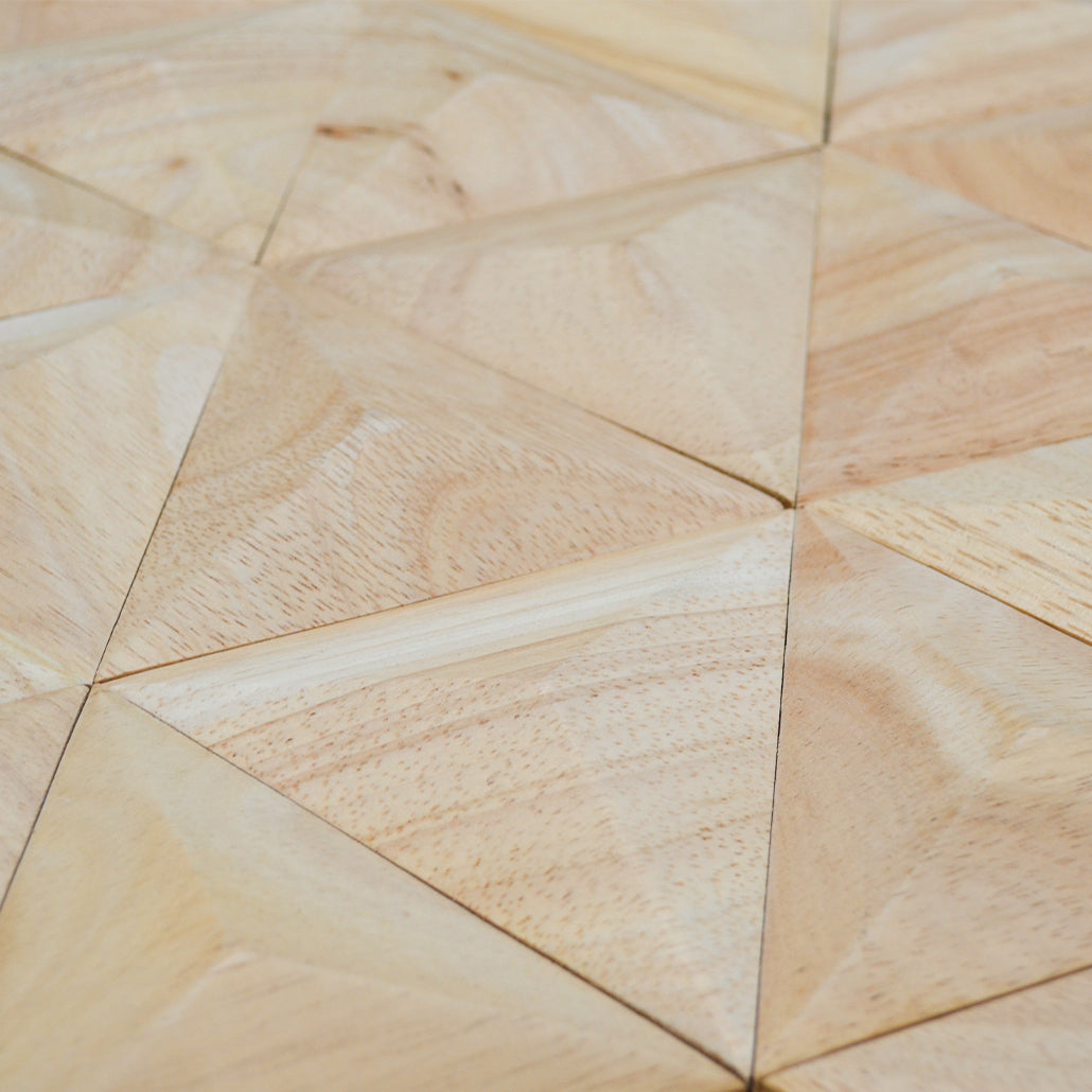 Panneau Mosaïque en Bois | Hévéa XL | 30×35 cm | Carrelage en Bois