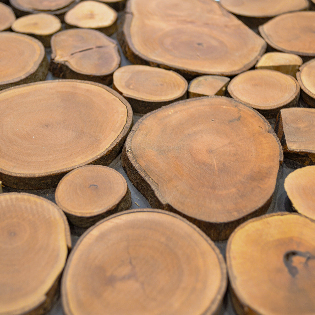 Panneau Mosaïque en Bois | Litchi | 30×30 cm | Carrelage en Bois