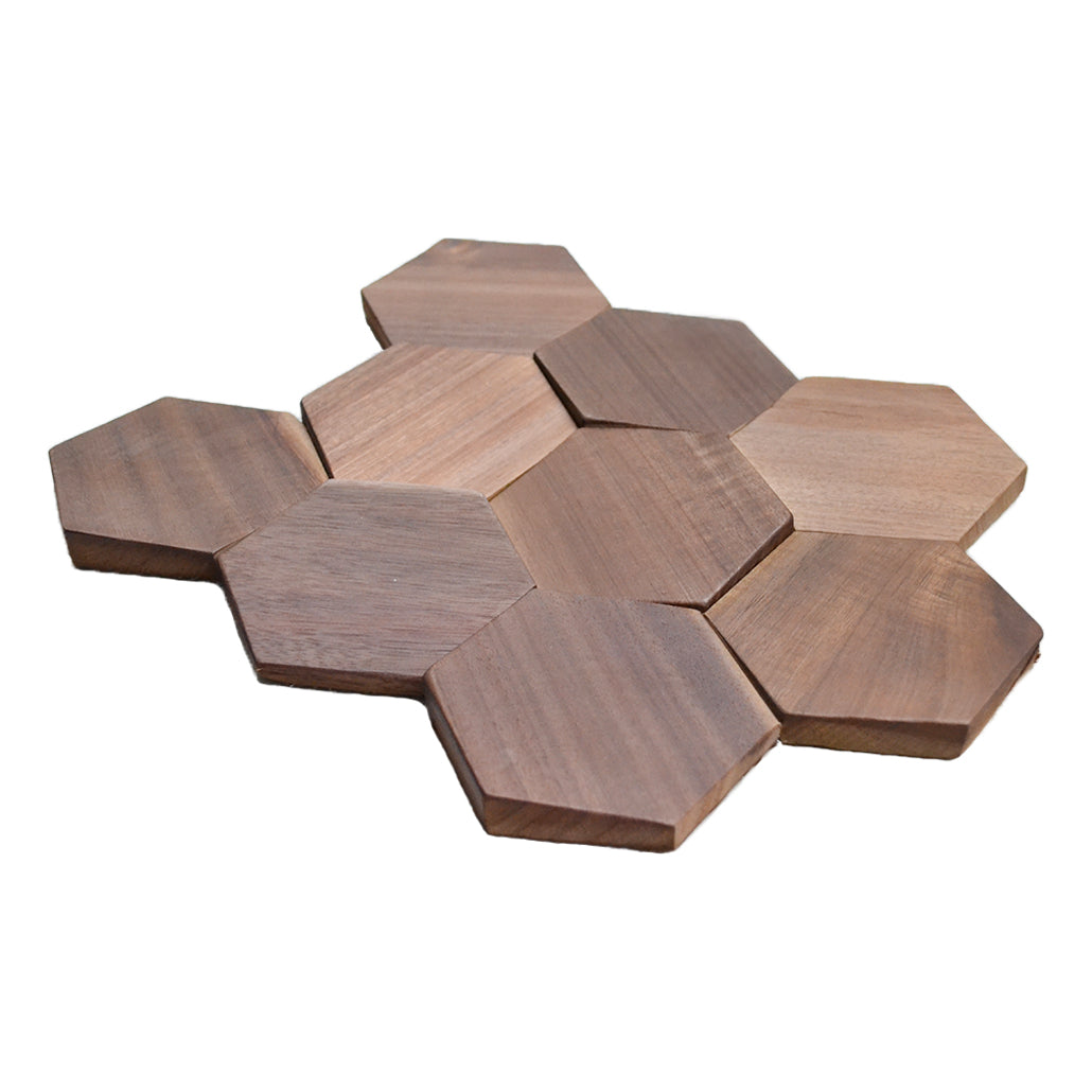 Panneau Mosaïque en Bois | Noyer Tropical | 26×30 cm | Carrelage en Bois