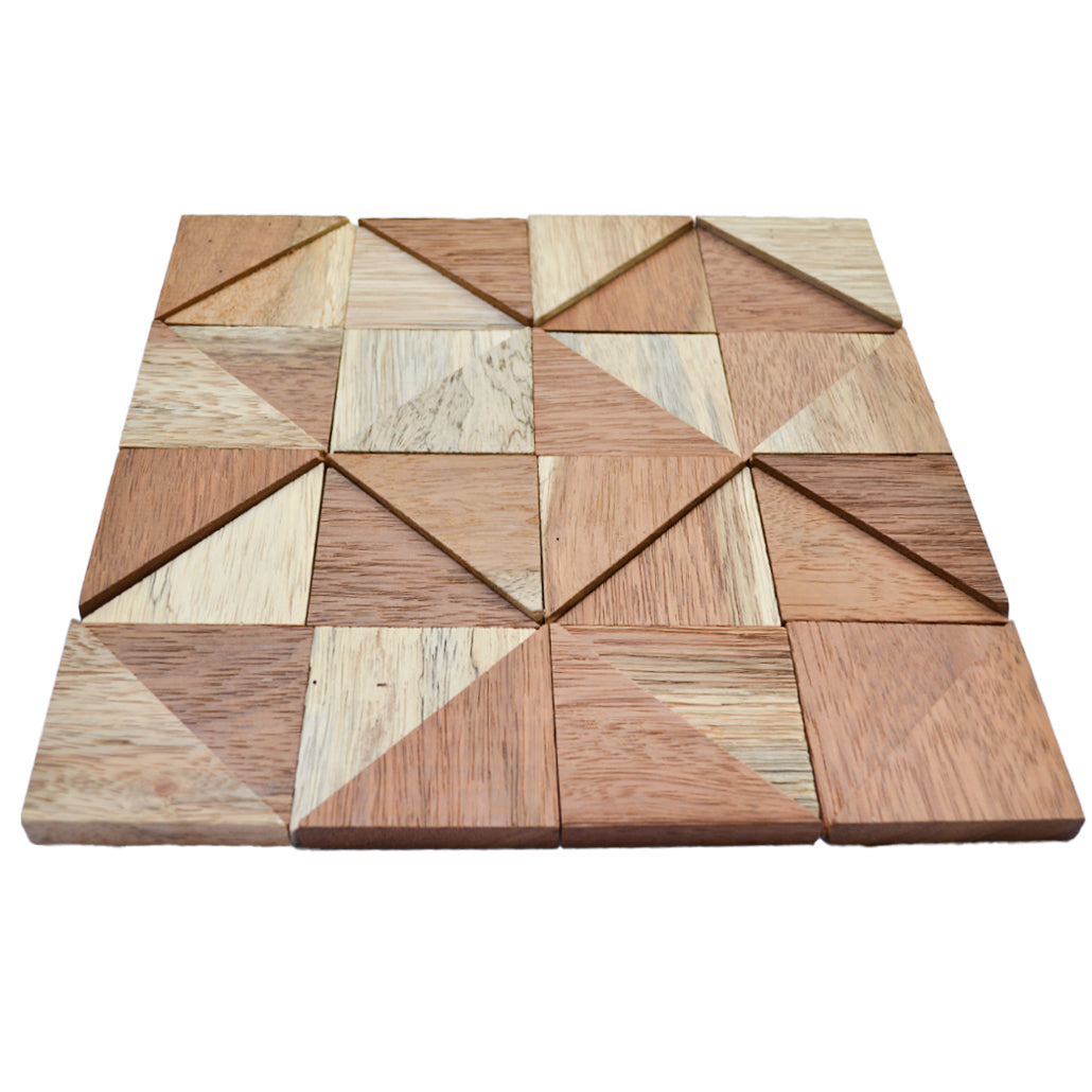 Panneau Mosaïque en Bois | Merbau | 30×30 cm | Carrelage en Bois