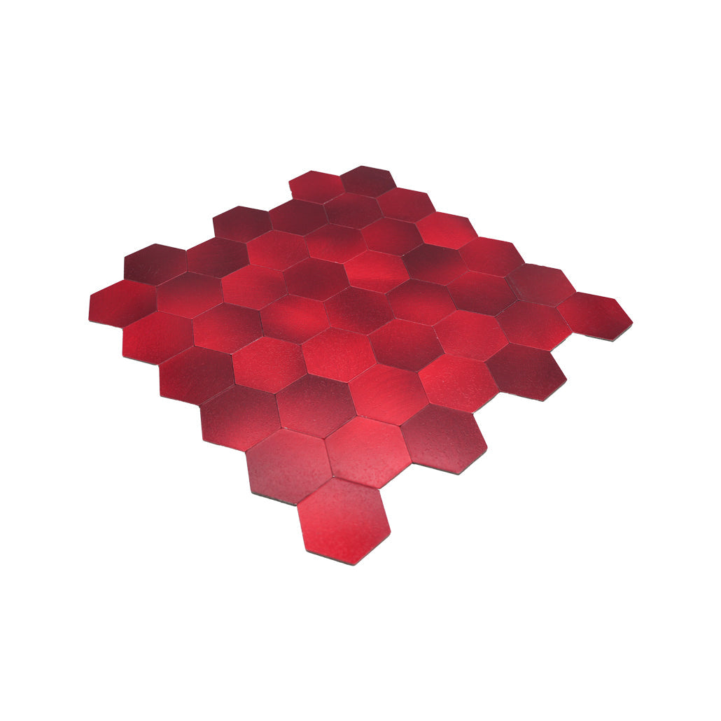 Panneau Mosaïque Autocollant | Hexagone Rouge | 28,8×29,2 cm | Métal