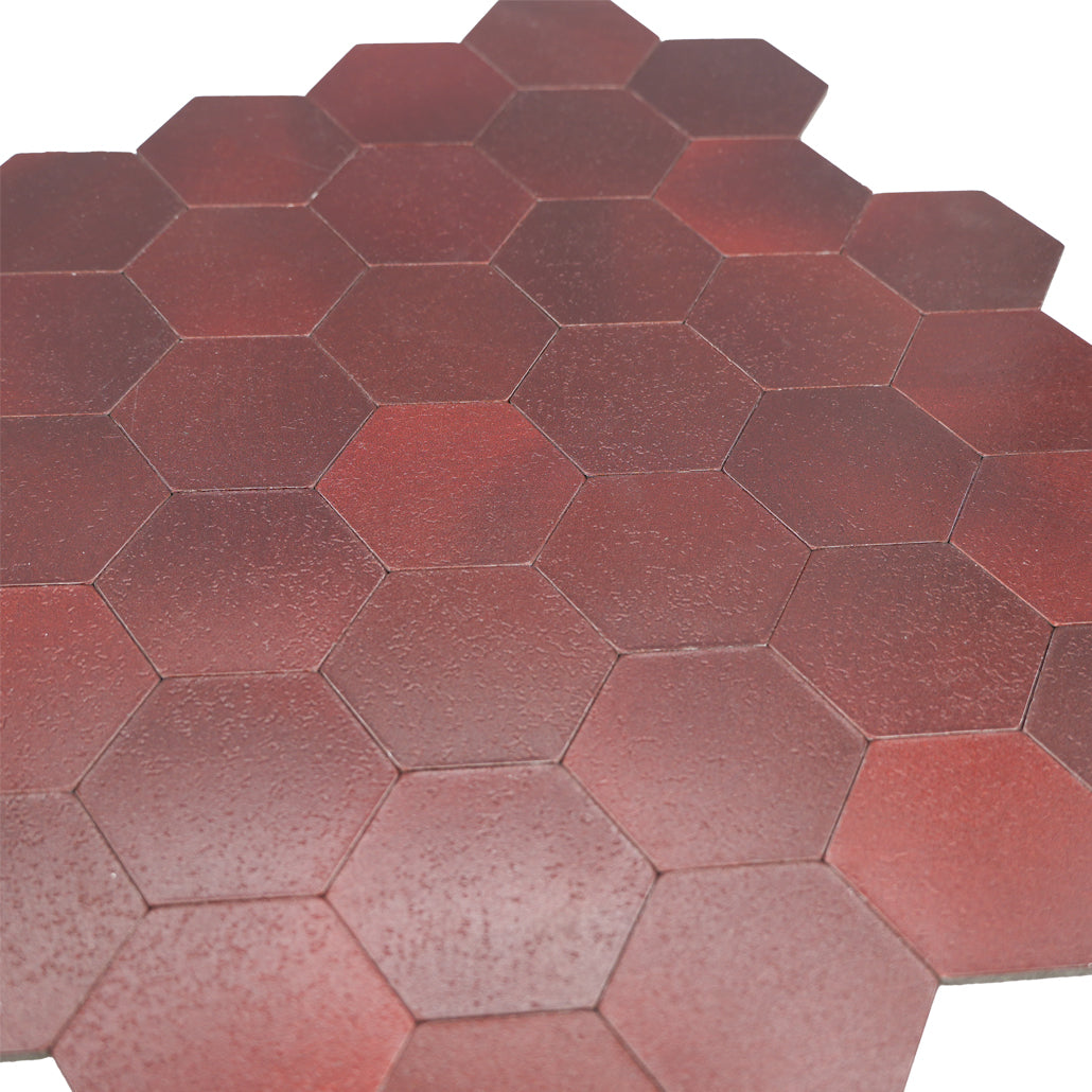 Panneau Mosaïque Autocollant | Hexagone Bordeaux | 28,8×29,2 cm | Métal