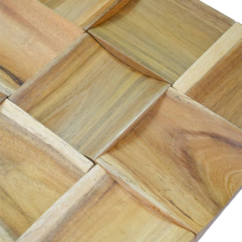 Panneau Mosaïque en Bois | Teck Intemporel | 30×30 cm