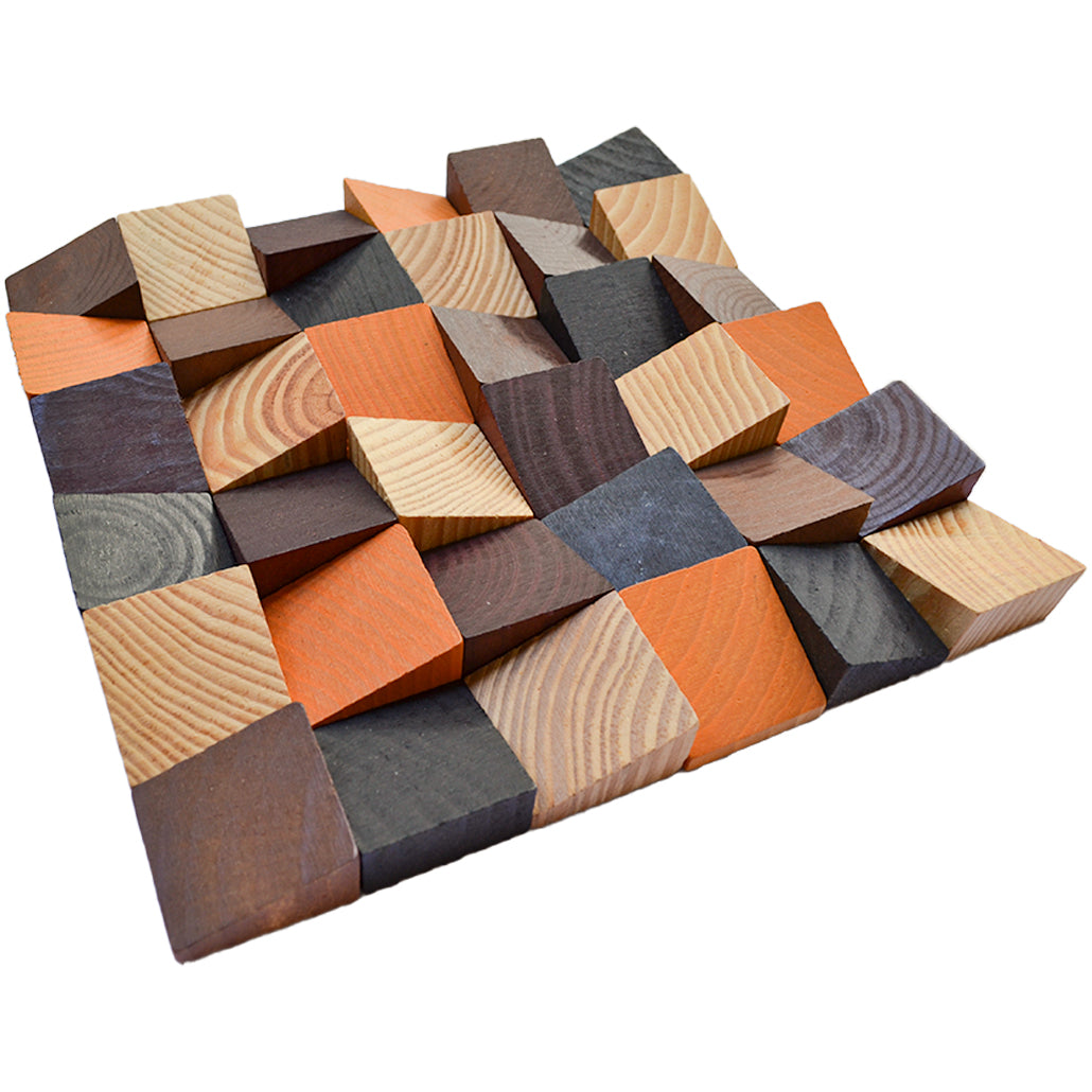 Panneau Mosaïque en Bois | Bold Pin | 30×30 cm | Carrelage en Bois
