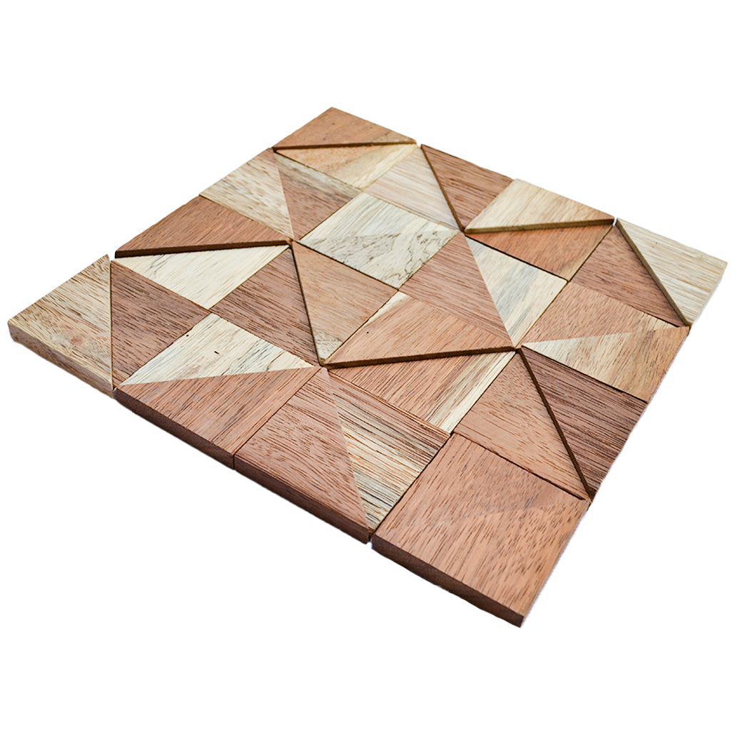 Panneau Mosaïque en Bois | Merbau | 30×30 cm | Carrelage en Bois