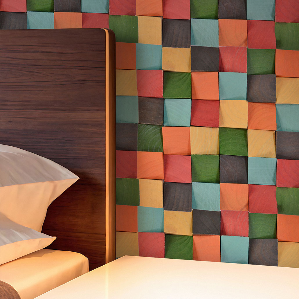 Panneau Mosaïque en Bois | Dark Pin | 30×30 cm | Carrelage en Bois